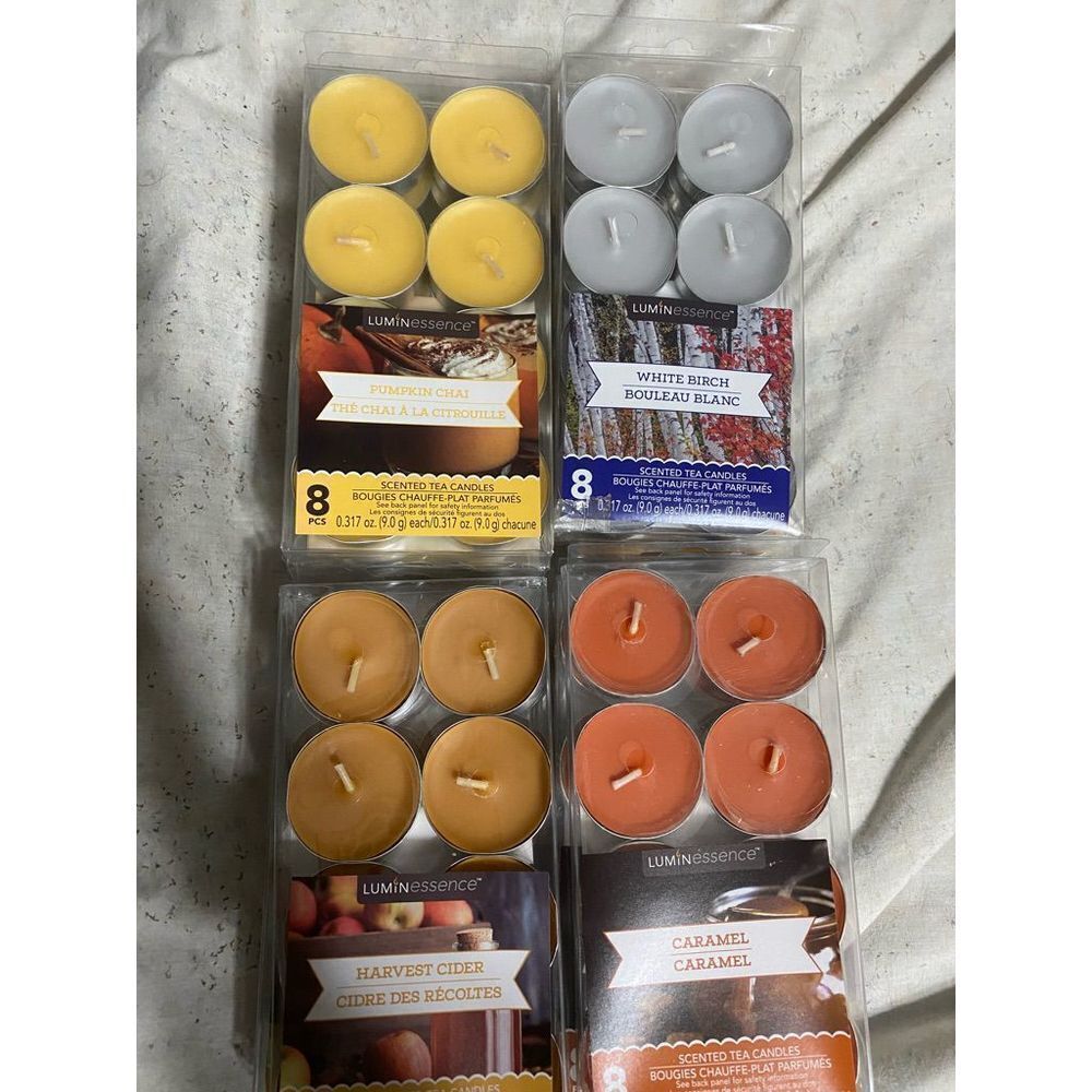18 packs of Fall Harvest Candles (8) scented tea candles to a pack.